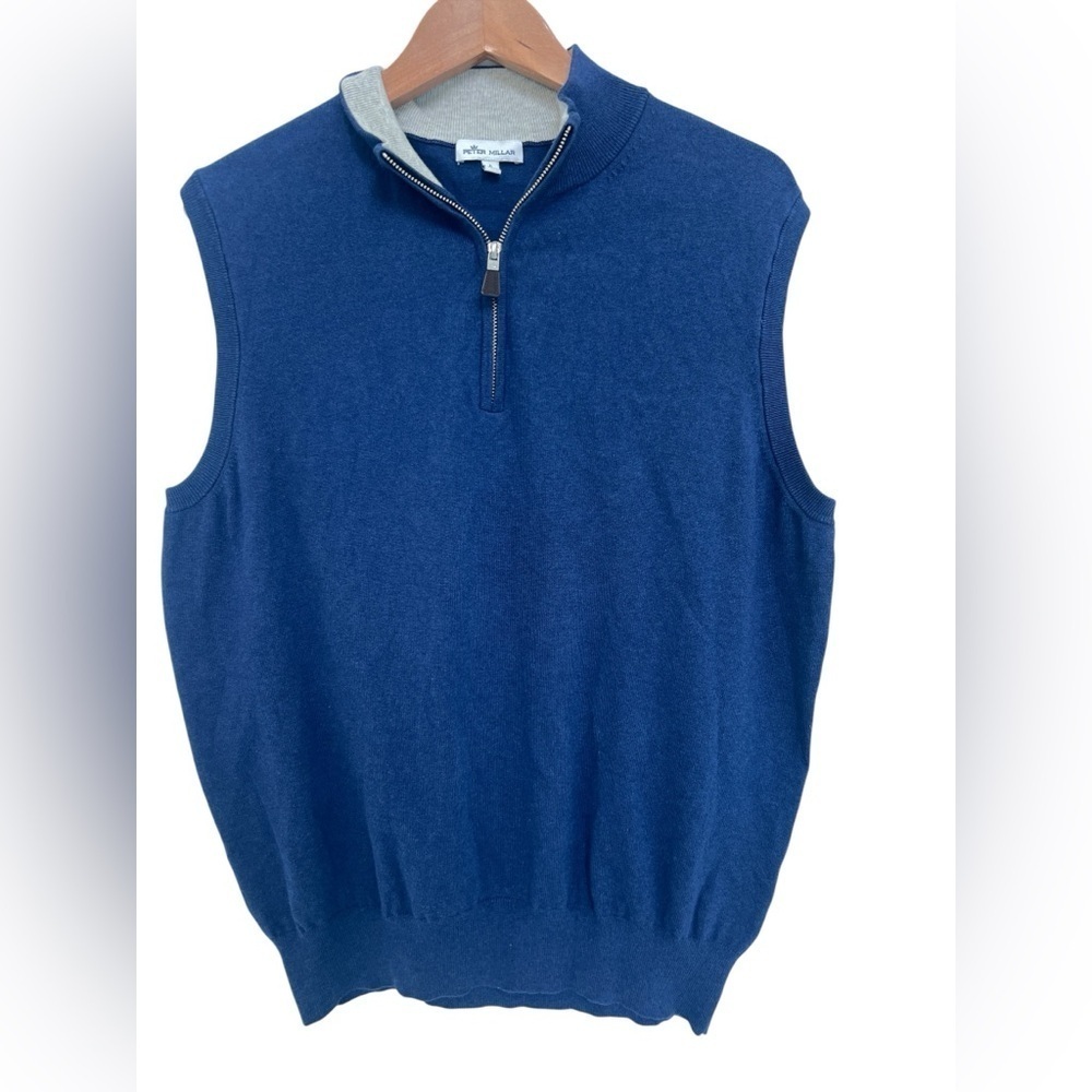 Peter Millar Cashmere Silk Cotton 1/4 Zip Vest Size Large